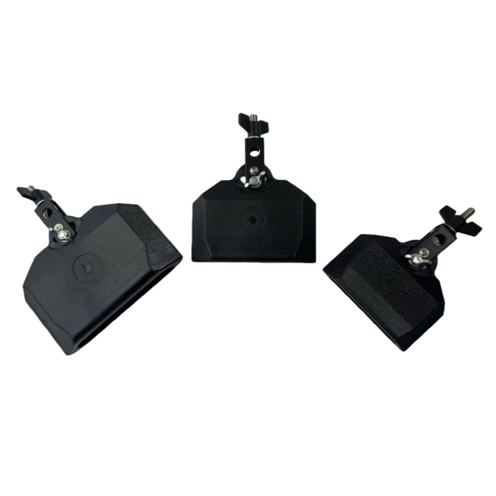 Set di Batteria Da 3 Pezzi, Supporto per Campane, Blocchi per Percussioni Latine, Montaggio in Lega di Zinco, Ideale per Gruppi Musicali, Nero