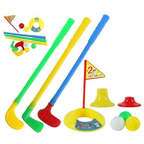 Porfeet Mini Ensemble De Golf, Enfants Enfants Jeux De Sports De Plein Air Jouets en Plastique Multicolore Mini Club De Golf Ensemble