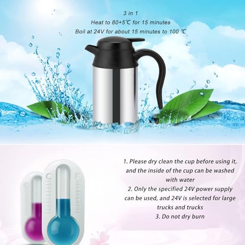 Tetera eléctrica para auto 750 ml acero inoxidable miniatura 3