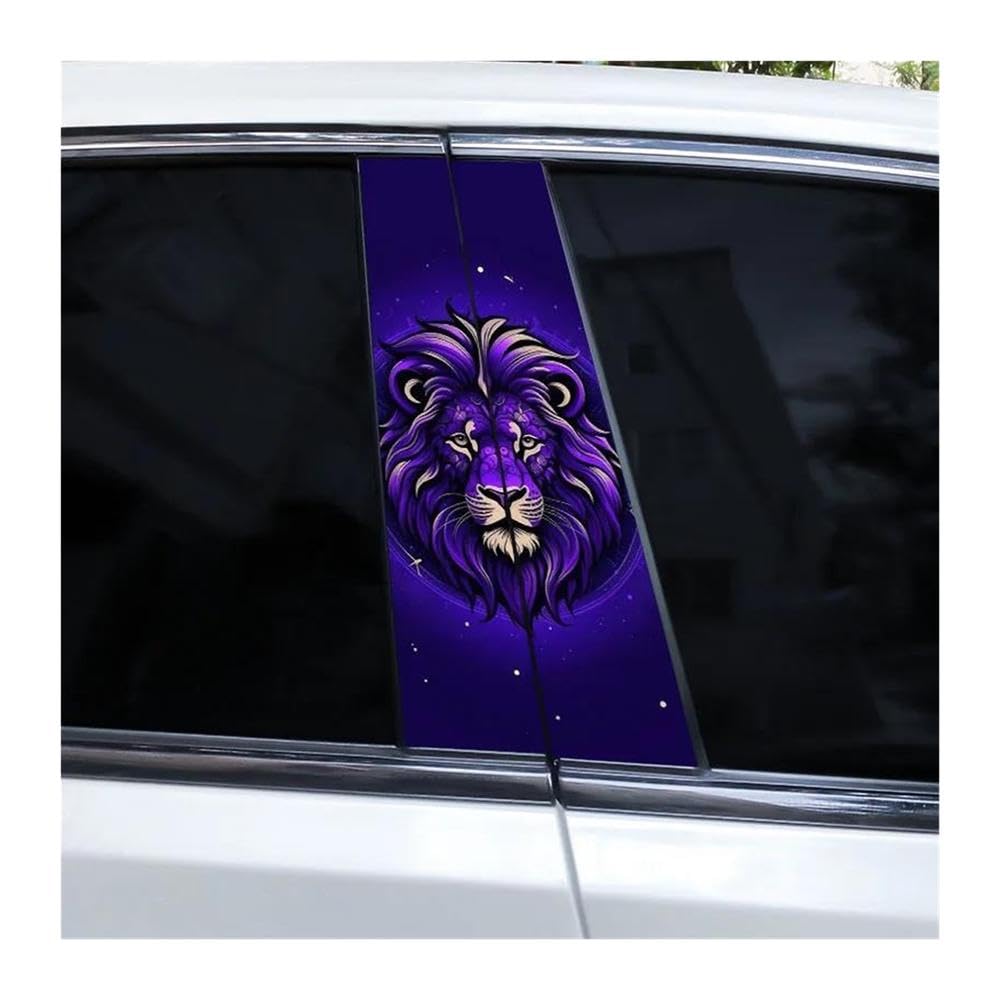 Decorative Items 1pair Colorful Lion Head Stickers Car B-Pillar Decorative Stickers DIY Car Center Column Stickers(Type A)