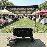 Faltbarer Verkaufsstand Tragbarer Imbissstand Mobile Food Cart Vendor mit Feststellbaren Rädern für Obst/Gemüse/Getränke.(Nero,120x60cm)