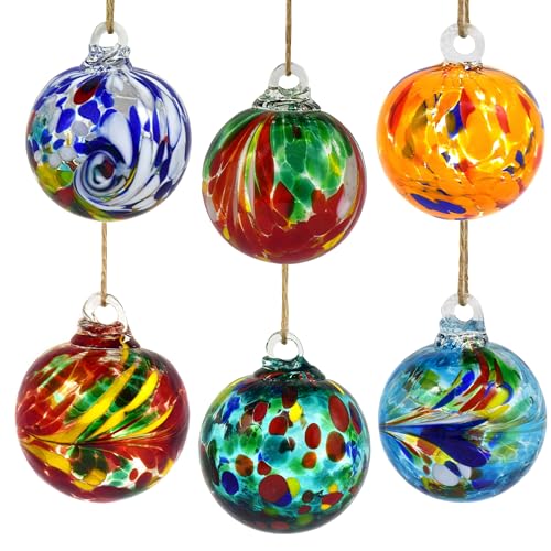 Yeskyltd 6 Stück handgeblasen Glas Hexenkugel, Glaskugel, Ornament,...