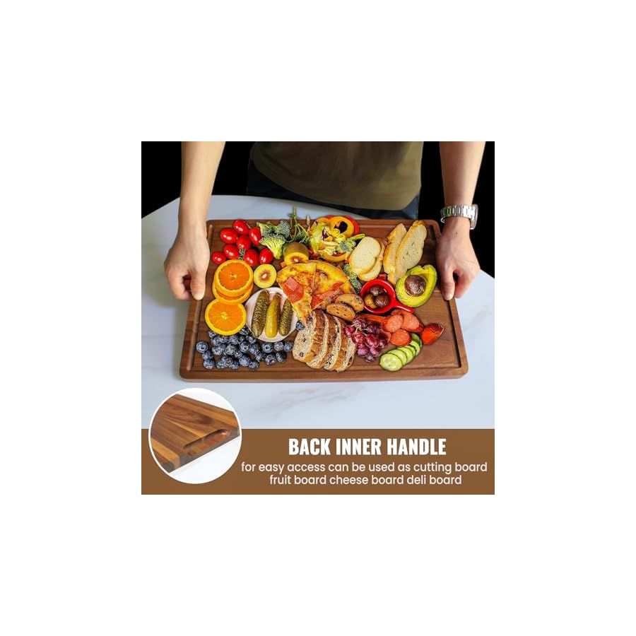 Acacia-Wood-Cutting-Boards-Set-of-3-for-Kitchen-Large-Wooden-Cutting-Board-with-Juice-Groove-Charcuterie-Board-Chopping-Board-for-Meat-Cheese-Fruits17x12-12x10-12x7-inch Acacia Wood Cutting Boards Set of 3 for Kitchen, Large Wooden Cutting Board with Juice Groove, Charcuterie Board, Chopping Board for Meat, Cheese, Fruits(17x12, 12x10, 12x7 inch)