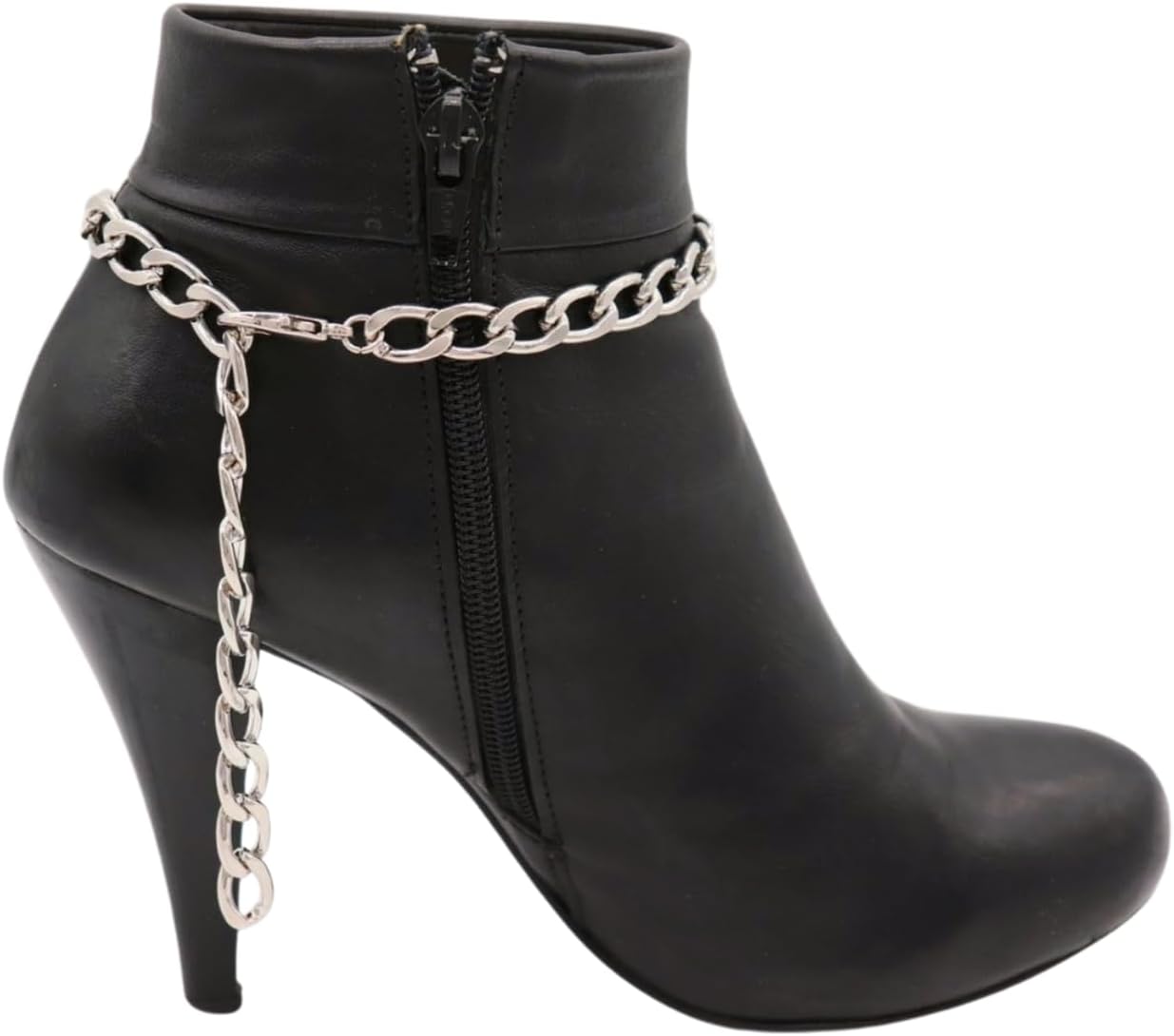 Women’s Boot Chain Anklets – Shiny Silver Rhinestone Longhorn Bull Skull Pair Western Cowgirl Boot Jewelry Handmade in the USA (BC34)