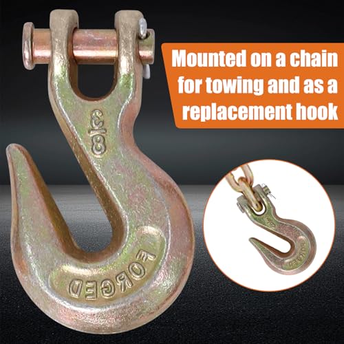 Image of 3 /8 inch Chain Hooks Grade 70, Heavy Duty Clevis Grab Hooks, 10 Pack | Forged Alloy Steel Tow Hook with 7,100 lbs WLL 28,000 lbs Break Strength, Zinc-Plated for Truck Trailer Tow Chain Transport