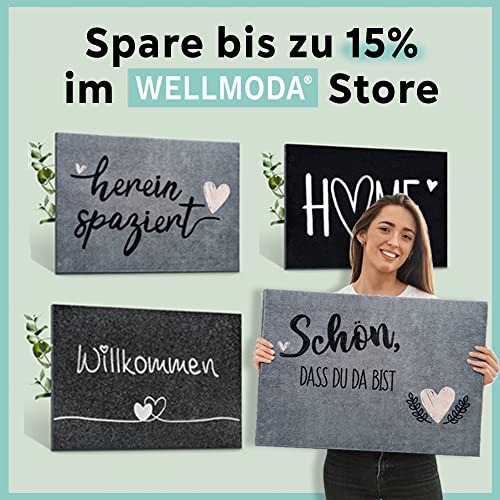 WELLMODA® Premium Fussmatte I „Pfotenabtreter“ I Rutschfest & Waschbar I Geschenkidee für Tierliebhaber I Lustige Pfoten Fußmatte für außen & Innen I Made in Germany I 40x60 cm (Schwarz/6mm)