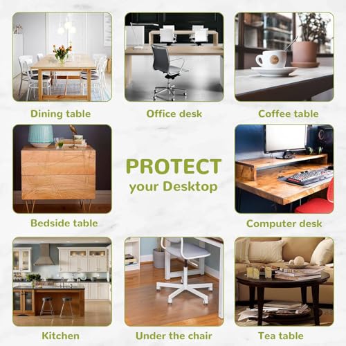 Image of 12 x 24 Inch Clear Table Cover Protector, 2mm Thick Clear Desk Mat, Plastic Table Cover, Vinyl Table Protector, Desk Mats on Top of Desks