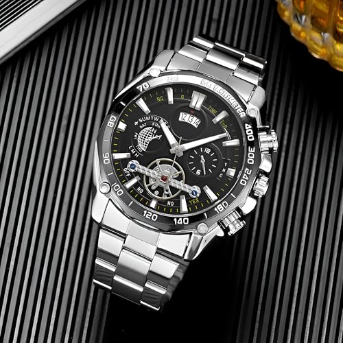 Image of KITCONE Multicolour Dial Analogue Men's Wrist Watch with Date Calendar, Metal Case and Strap -FBBH1
