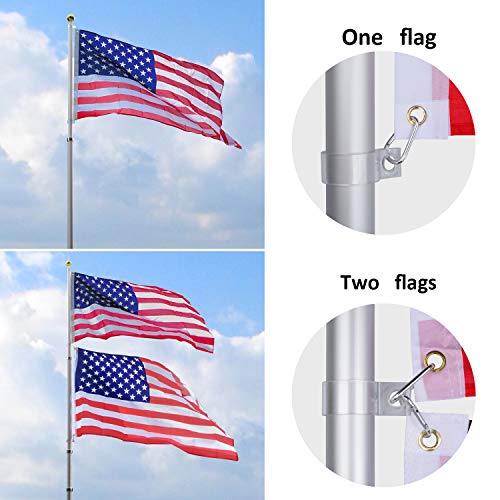 Wevalor 20Ft Telescoping Flag Pole Kit, Heavy Duty 16 Gauge Aluminum Outdoor In Ground Flag Poles With 3X5 Usa Flag, For Residential Or Commercial, Silver #TOP4
