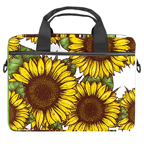 Sacoche ordinateur portable 13-14.5 pouces sac bandoulière PC vert motif fleur jaune