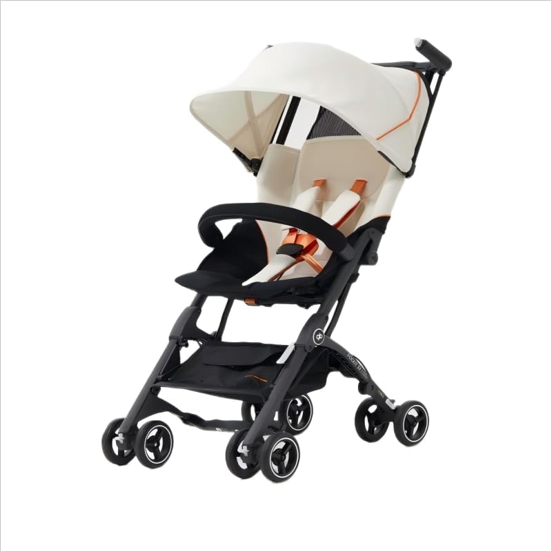 Image of gb Pockit+ All-Terrain, Ultra Compact Lightweight Baby pockit Travel Stroller for Babies & Toddlers, Carry-On Flight Luggage Compliant, White Orange
