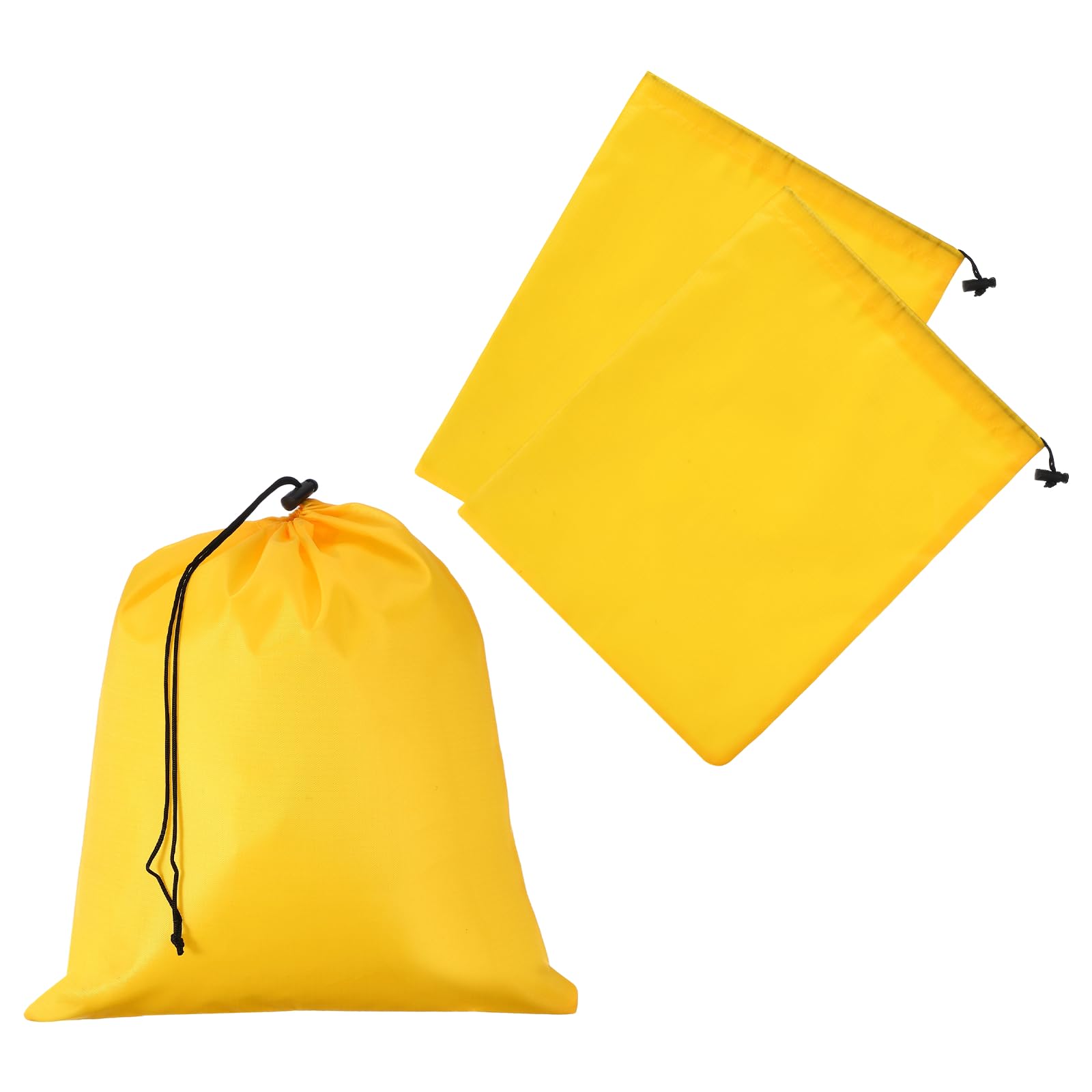 YELARXI Drawstring Bag with Toggle, Stuff Sack String Waterproof Travel Storage Bags Cinch Stuff Pouch 14" x 16" & 3 Pack & Yellow -Fitting for (Gym/Traveling/Hiking/Yoga/Office/Shoes)
