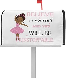 Mailbox Cover Magnetic African Black Girl Ballet Pink Dress Mailbox Covers Standard Size 21x18in,Mailbox Covers Wrap Post Letter Box Cover for Garden Yard Outdoor Decor Inspirational Quote