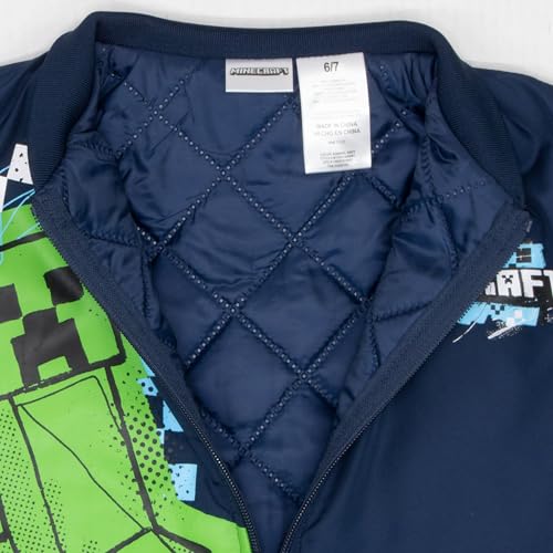 Image of Minecraft Bomber Jacket for Boys, Zip-Up Graphic Print Varsity Jacket for Kids and Toddlers