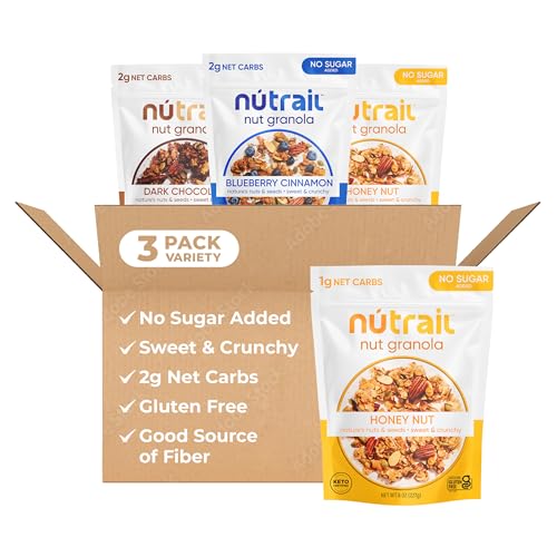 NuTrail Nut Granola Cereal, Variety Pack, No Sugar Added, Keto, Low Carb, Gluten Free, Grain Free,...