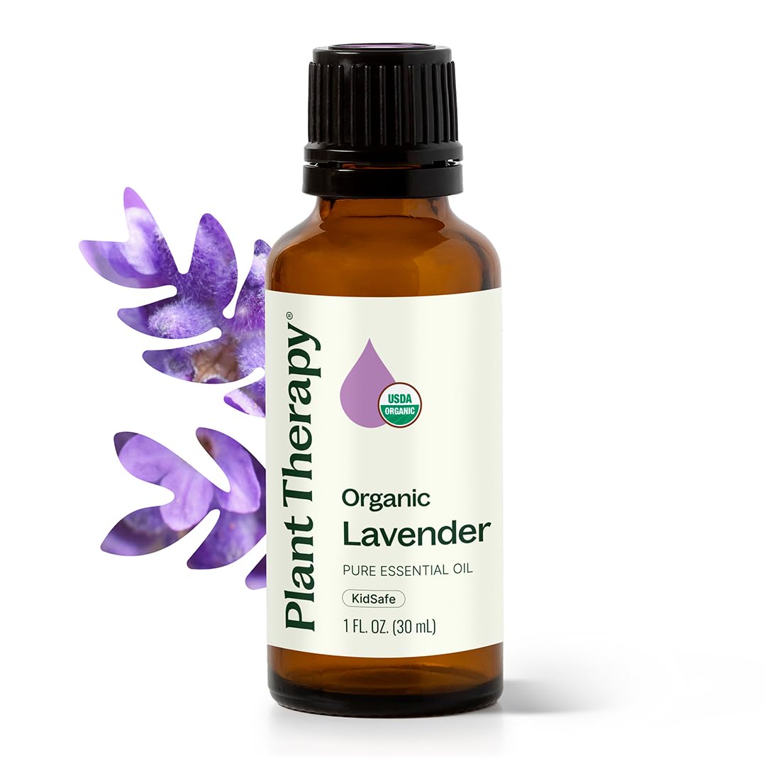 - Plant Therapy Organic Lavender Essential Oil 100% Pure, USDA Certified Organic, Undiluted, Natural Aromatherapy for Diffusion & Topical Use, For Skin, Hair, Relaxation, Premium Therapeutic Grade 30 mL
