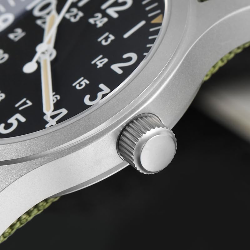 Image of Militado ML05 38mm VH31 Quartz Watch - Domed Sapphire Crystal Field Watch C3 Super Luminous Retro Sweep Wrist Watch for Men 100M Waterproof