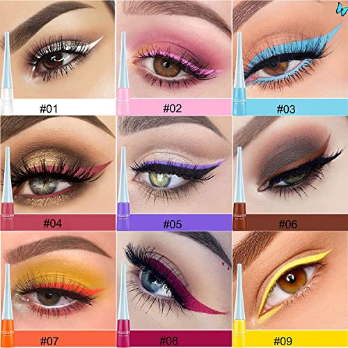 Topcent Matte Liquid Eyeliner Set, 16 Colors Neon White Black Red Brown Green Eye Liners For Women Waterproof High Pigmented Long Lasting Rainbow Eyeliner Pencil Quick Dry Eyes Makeup Kit (16Pcs) #TOP1