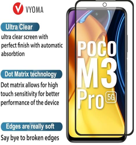 Image of VYOMA Military-Grade Gorilla Tempered Glass for Redmi Note 10 / 10s / Poco M3 Pro 5G (Black) Edge to Edge Full Screen Coverage | Scratch Resistant | Easy Installation Kit | Screen Protector for Smartphone | Bubble-Free | Ultra Clear HD Glass | Oleophobic Coating | Pack of 1