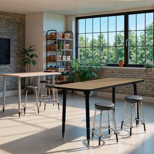 Image of Adapte Commercial Classroom Activity Table - 24 inch x 48 inch Rectangle, ADA Compliant Tapered Legs with Glides & Casters, Adjustable Height 22-34 inch Wheelchair Accessible, School & Office Furniture