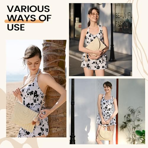 Image of LEVOTIER Woven Straw Crossbody Bags for Women - Handmade Casual Beach Purse