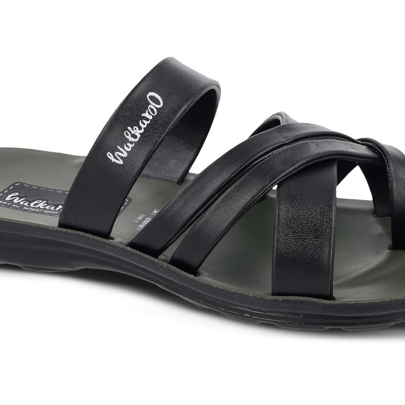 Image of WALKAROO Men's Fashion Sandals with Toe Ring, Cross Straps and Lightweight - W5687