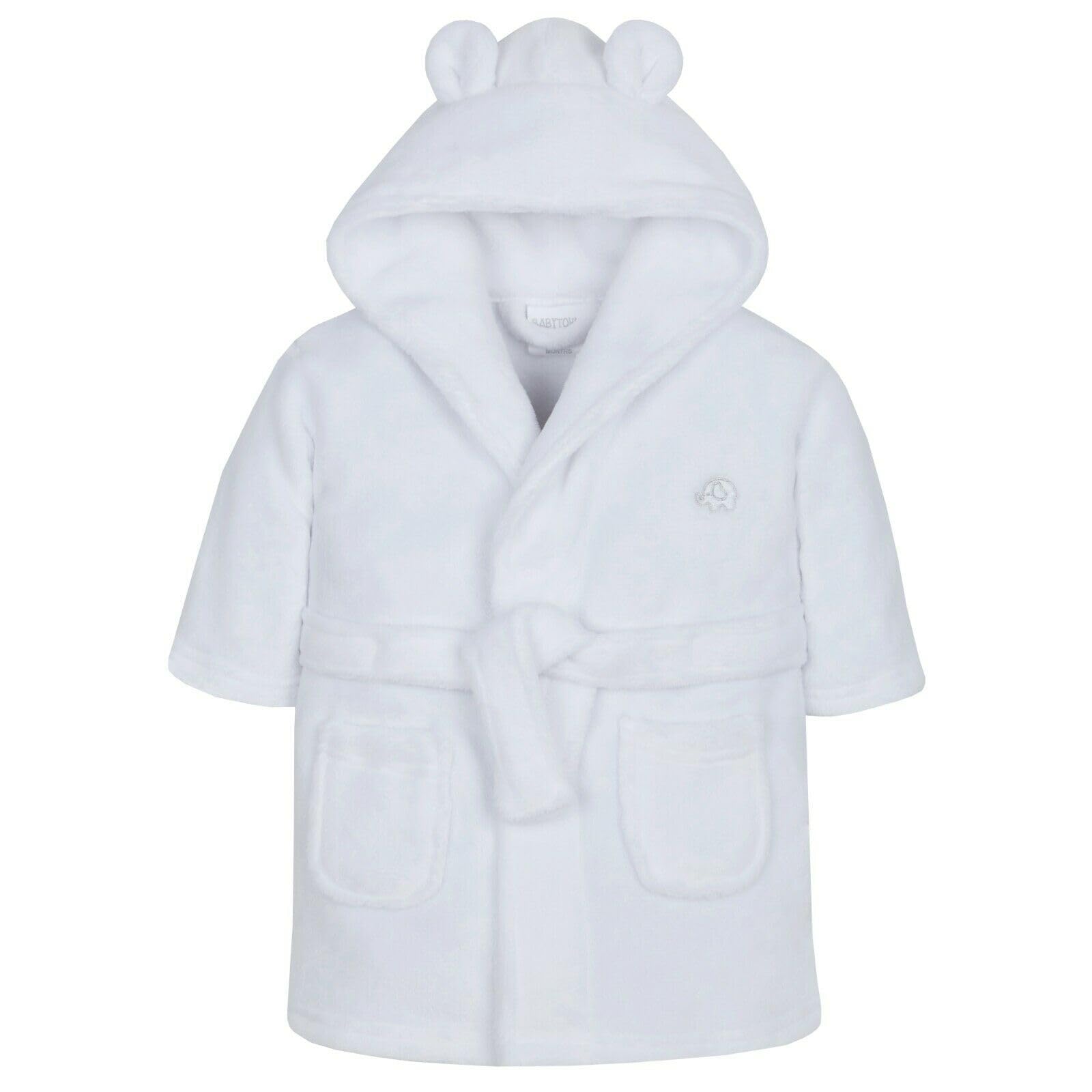 Baby Boys & Girls Unisex Dressing Gown (Ages 6-24 Months) Soft Plush Flannel Fleece Hooded Bath Robe - 5