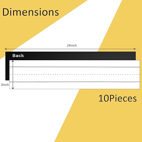 Miniatura 3 de Kisston 10 tiras magnéticas de oración de 24 x 3 pulgadas, reutilizables, de borrado en seco, con líneas regladas, imanes para pizarra blanca,