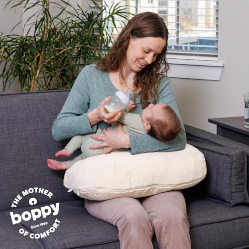 Image of Boppy Nursing Pillow - Ergonomic Bottle & Breastfeeding Pillow with High, Firm, Large Area, Water-Repellent Cushion with Washable Cover; Baby Safety Alliance Verified - Oatmeal Boucle