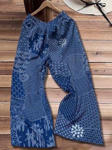 Women Summer Wide Leg Flowy Pants Casual Loose High Waist Trousers with Pockets2