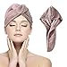 Flend Hair Towel Wrap, Water-Absorbent, Microfiber Fast Drying Hair Cap Buttons (Purple)