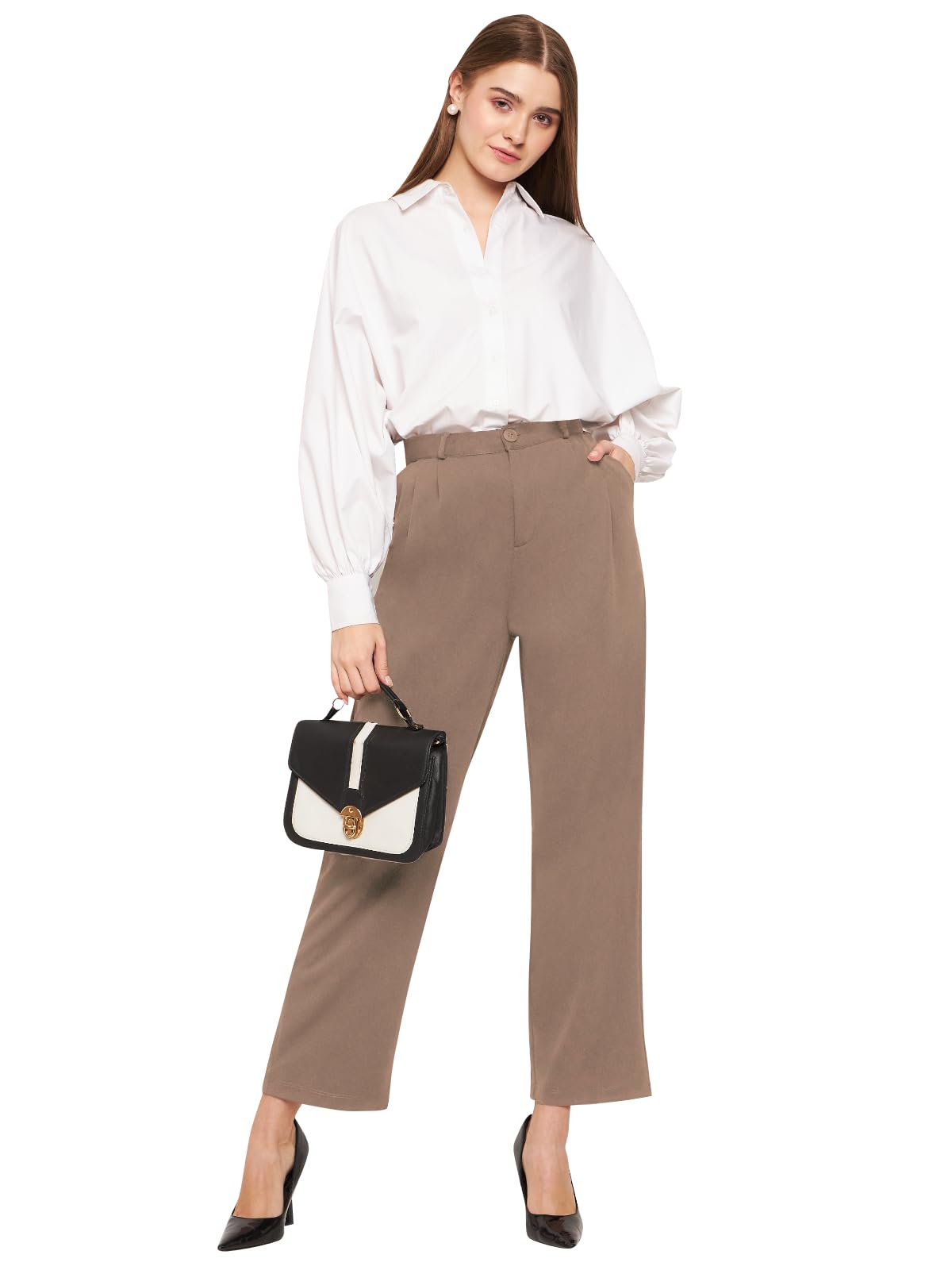 Martini Women Western Formal Trouser | Stretchable | High Waist | Straight Fit | Ladies Stylish (Beige)-picture-15