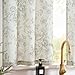 jinchan Floral Kitchen Curtains Set Linen Tier Curtains and Valance Farmhouse Drapes for Small Windows 24 Inch Length for Cafe Living Room Bathroom Rod Pocket 3 Pieces Set Green on Beige