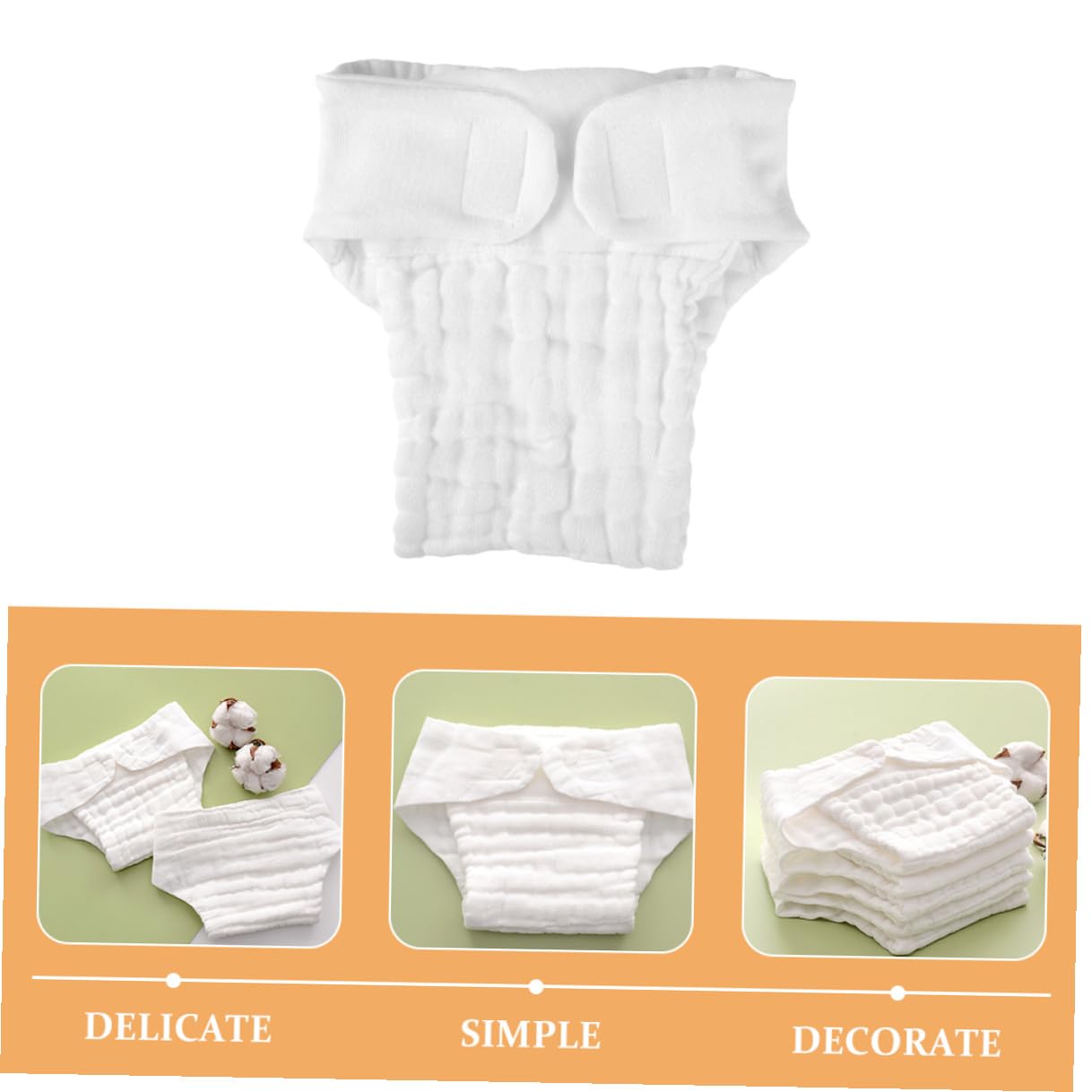 Pañal de Tela Reutilizable para Ñiño, Algodón Blanco, 5 Piezas