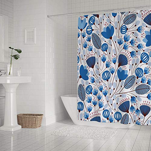 Rideau de douche imperméable fleurs bleues pour une ambiance spa