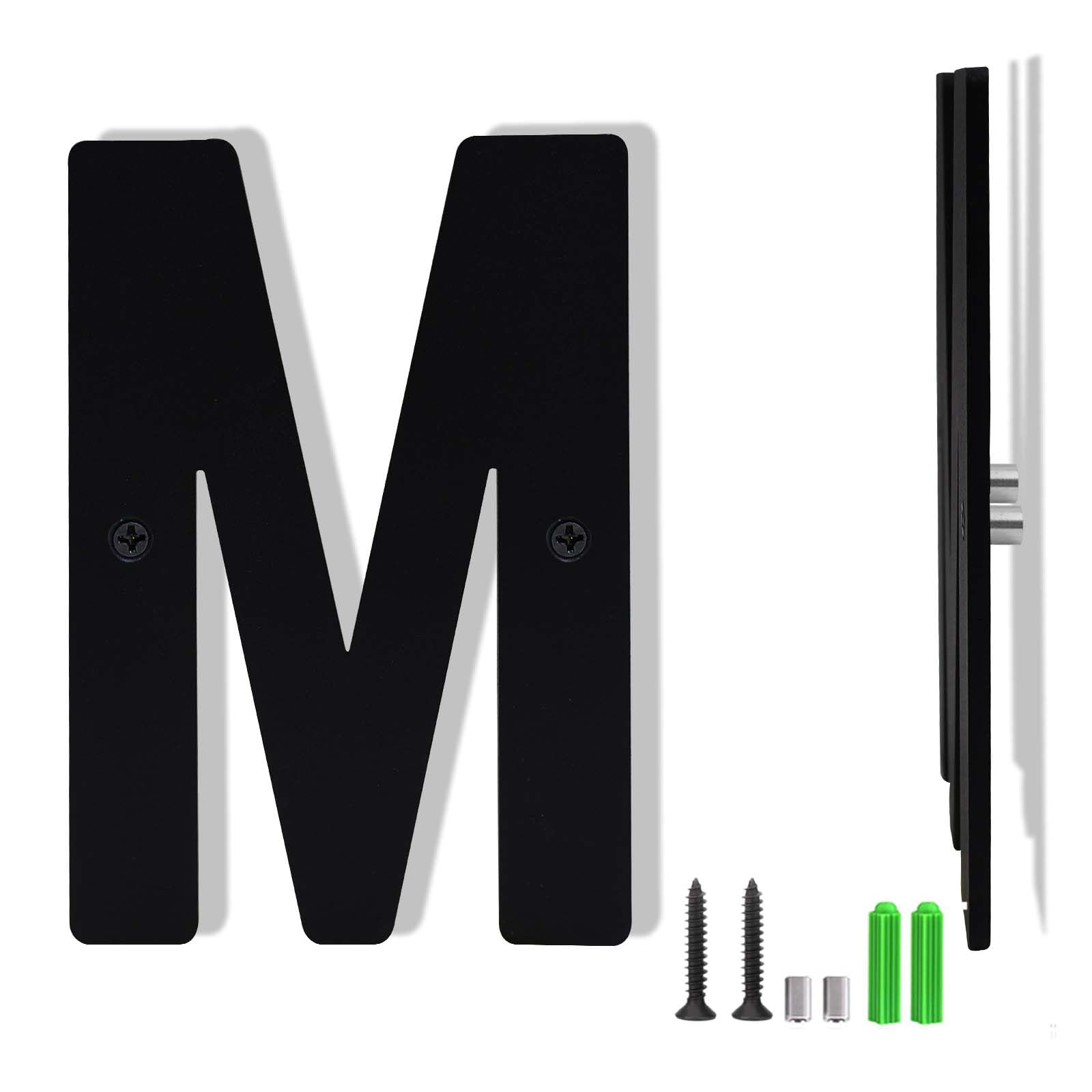 4 Inch Black Aluminum Letters, Floating House Address Numbers for Outside, Modern Metal Door Numbers Letters, Metal House Address Letter and Number