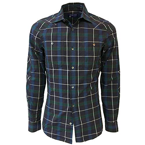  JECKERSON Camicia Uomo Taglio Western Quadri Blu/Verde XT0236 CA02 100% Cotone (S)