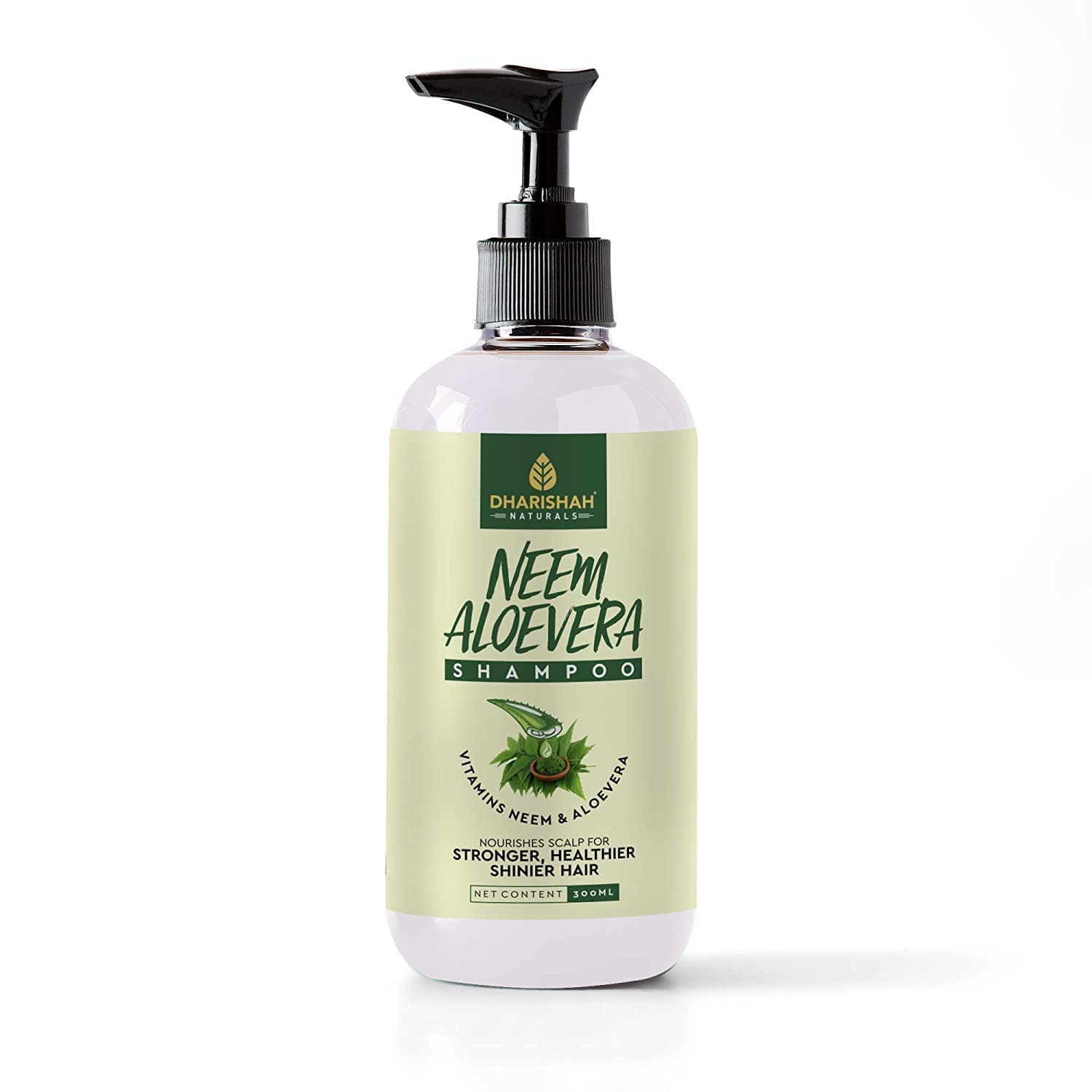 QURA Ayurveda Neem Aloevera szampon na porost włosów, ajurwedyjski szampon przeciwłupieżowy i oczyszczający skórę głowy, 300 ml (1 szt.)