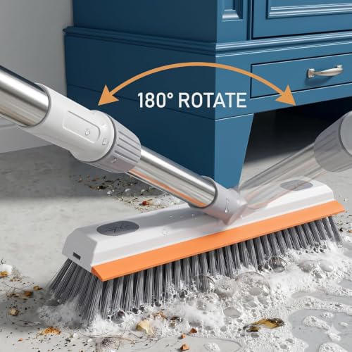 Image of 3-in-1 Bathroom Cleaning Brush with Wiper - 180 Rotating V-Shaped Brush