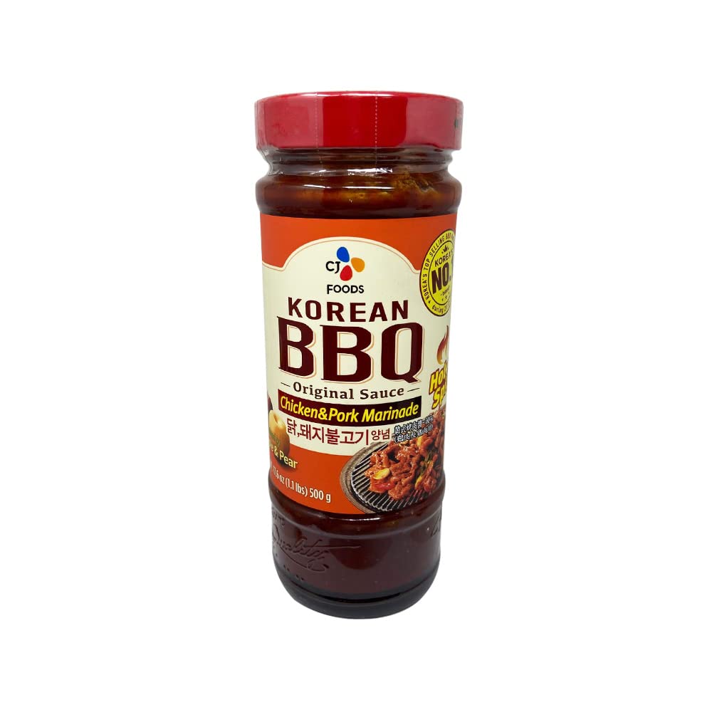 CJ Korean BBQ Chicken & Pork Marinade Sauce (Hot & Spicy) 17.63oz (4 Pack)