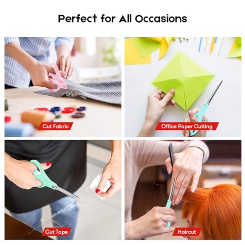Pastel Scissors, Niutop 8\" All Purpose Scissors Heavy Duty Ergonomic Comfort Grip Shears Sharp Scissors for Office Home Household Sewing High/Middle School Students Teacher Art Craft DIY Supplies