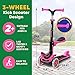 3 Wheel Scooter for Kids with Foldable Seat, Adjustable Handlebar Height, Lean-to-Steer Ride On Toy for Kids Ages 2+, Light-Up LED Wheels, Wide Anti Slip Deck, Indoor & Outdoor Use, Pink