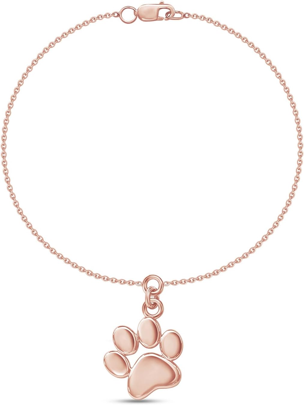 Plain Dog Paw Print Bracelet For Women In 14K Gold Plated Sterling Silver Jewelry 7.5 Inch Gift For Her