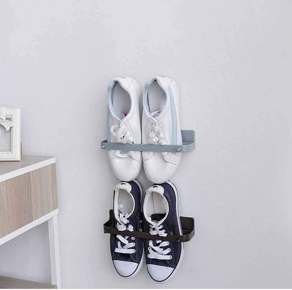 Creative Wall-Mounted Shoe Rack Shoe Organizer Shoe Holder Space Saving Home Shoe Storage Rack (Color : D) (Argento)
