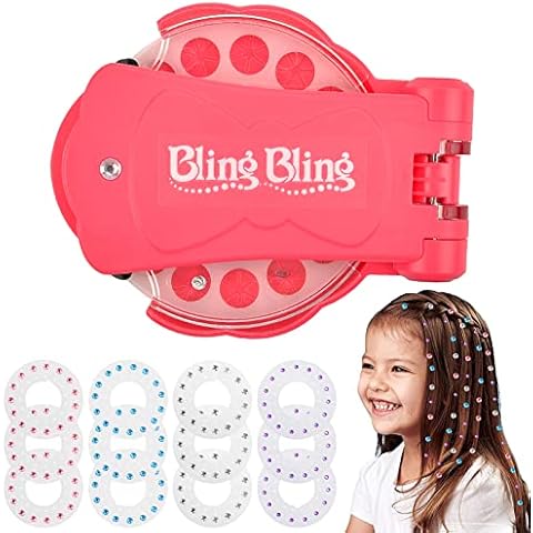 Vibbang Hair Bedazzler Kids Styling Hair Tool, Glam Hair Nail Rigs, Hair Gems Stapler Toy with Self-Adhesive 180 Gems and Jewels Sparkling on Braided Hair for Girls Hair Fashion Cover