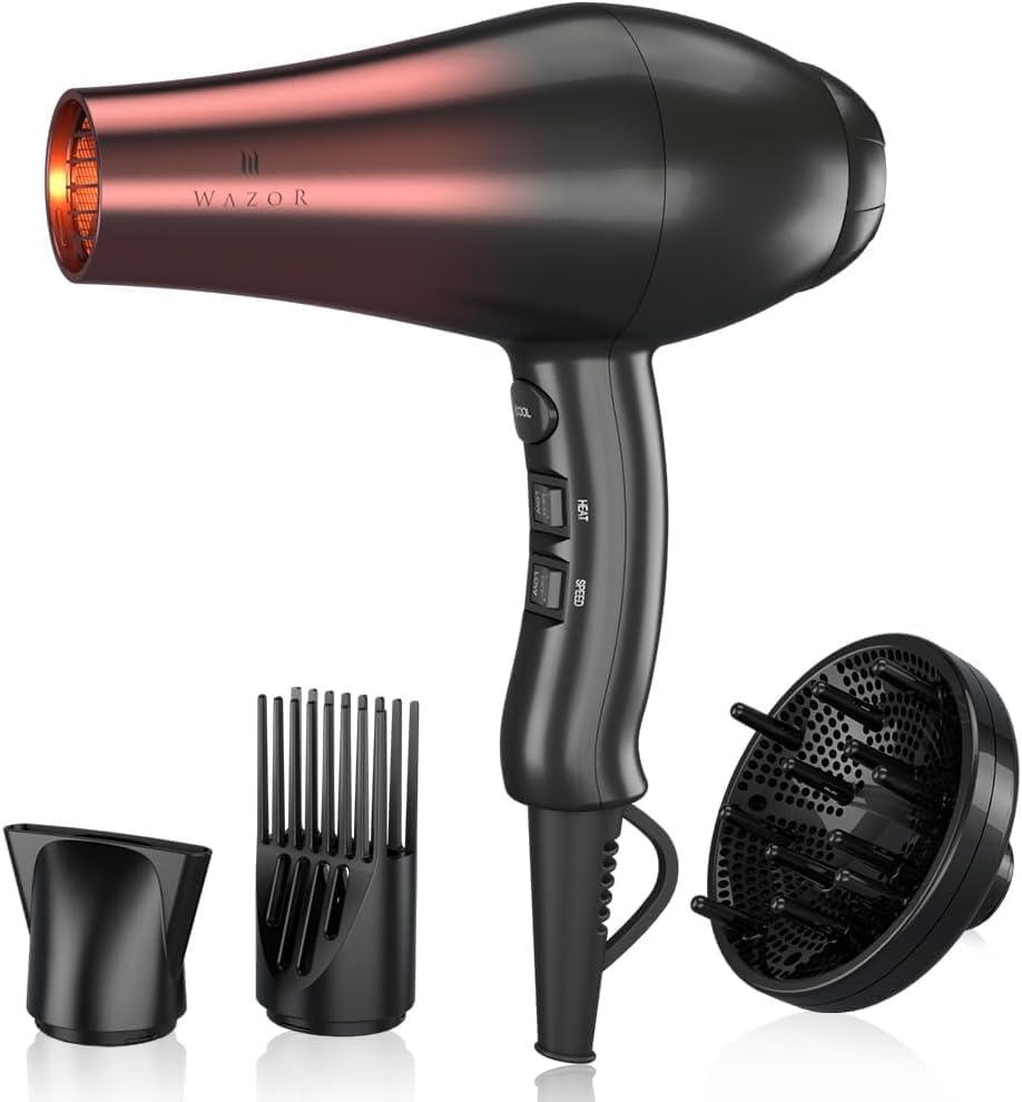 Secador de pelo profesional de 1875 W, secador iónico ligero de salón, 2 velocidades y 3 ajustes de calor, potente secadora rápida de cerámica con
