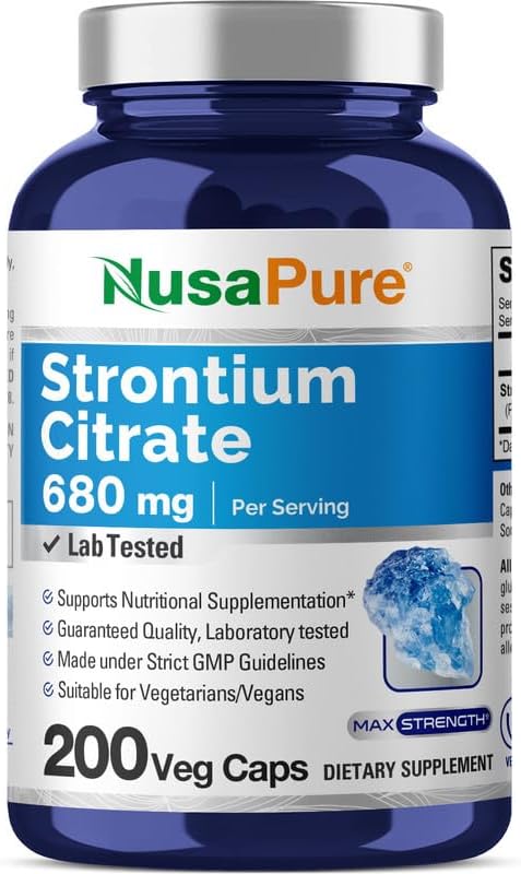 Strontium 680 mg 200 cápsulas vegetarianas (sin OMG y sin gluten)