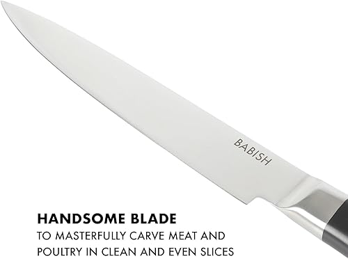 Miniatura 6 de Babish Acero alemán de alto carbono 1,4116 de 8 pulgadas de espiga completa, cuchillo de cocina forjado