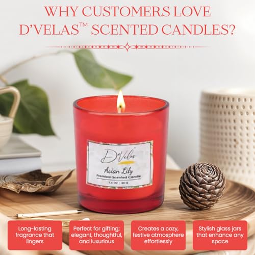 Image of D'Velas Set of 4 Scented Votive Candles (1.6oz /45g Each) | 12-Hour Burn | White Wax in Translucent Glass Jars | Decorative Candles for Home Decor, Pooja & Festive Gifting | Reusable Jars