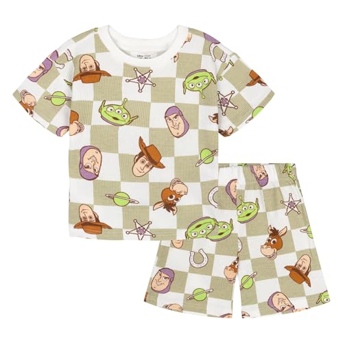 Image of Disney Boys' 2-Piece Tee and Shorts Set for Baby & Kids | Elastic Waistband Shorts, Soft Waffle Knit, Machine Washable